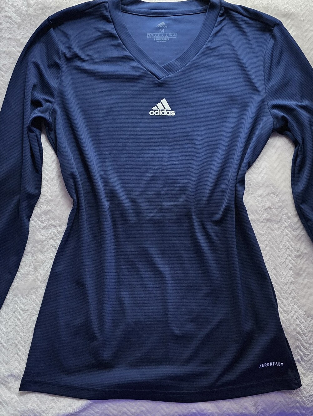 Navy Blue Adidas AEROREADY Long Sleeve Athletic Sports Moisture Wicking Size M